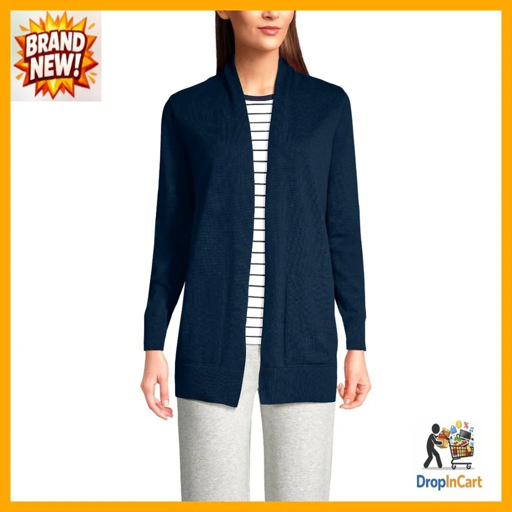 Oversized Long Cardigan Cotton Classic Chic Minimal Open Front Sweater